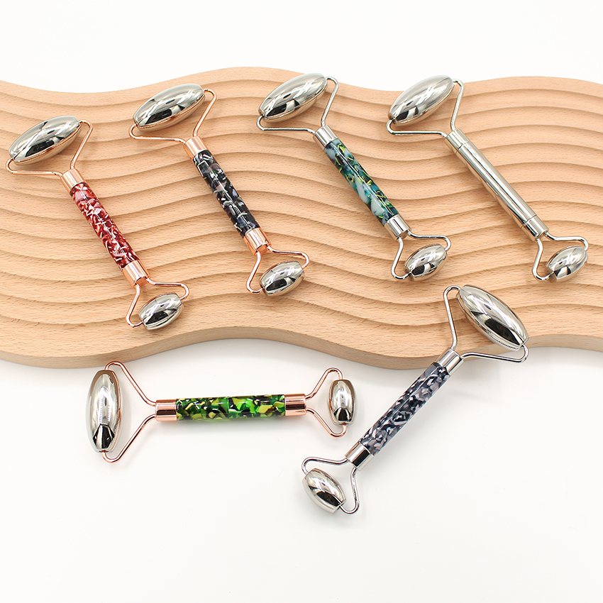 Acetate Handle Facial Roller Side view