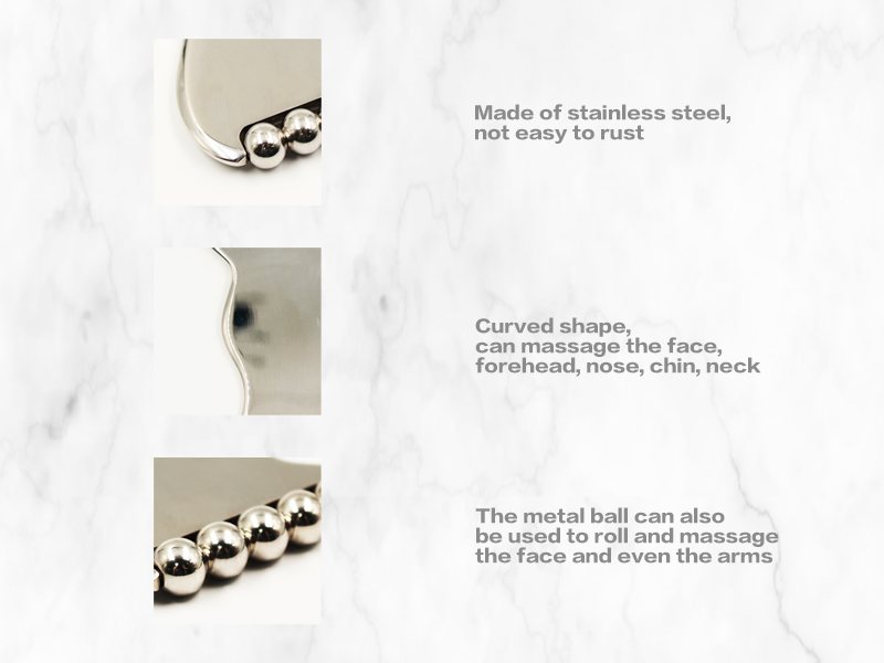 Five-Ball Stainless Steel Gua Sha Board Angle view