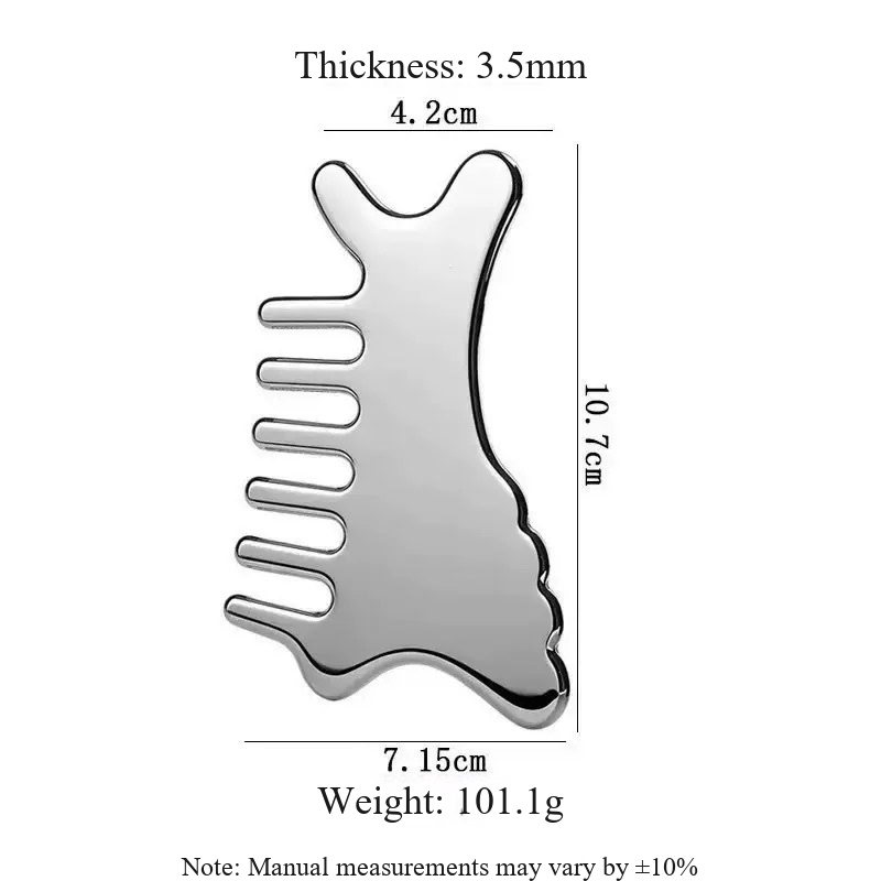 Stainless Steel Gua Sha Massage Comb In use