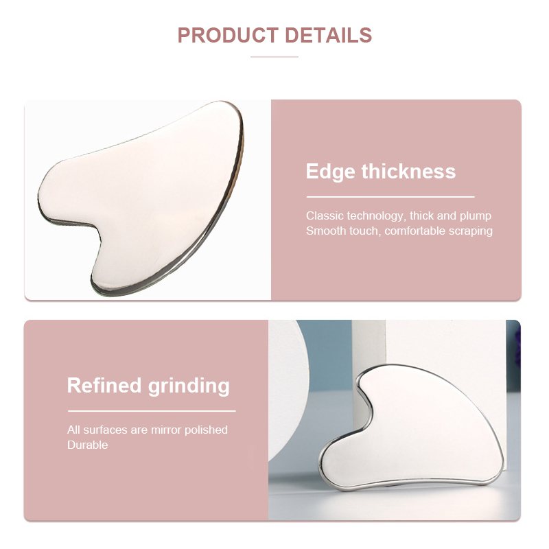 Heart-Shaped Stainless Steel Gua Sha Board Side view