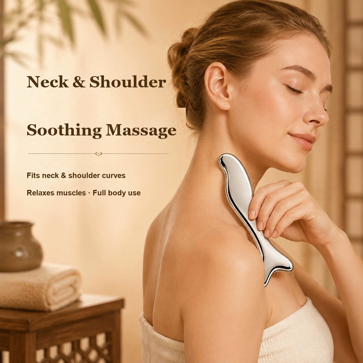 Mermaid Stainless Steel Gua Sha Board In use