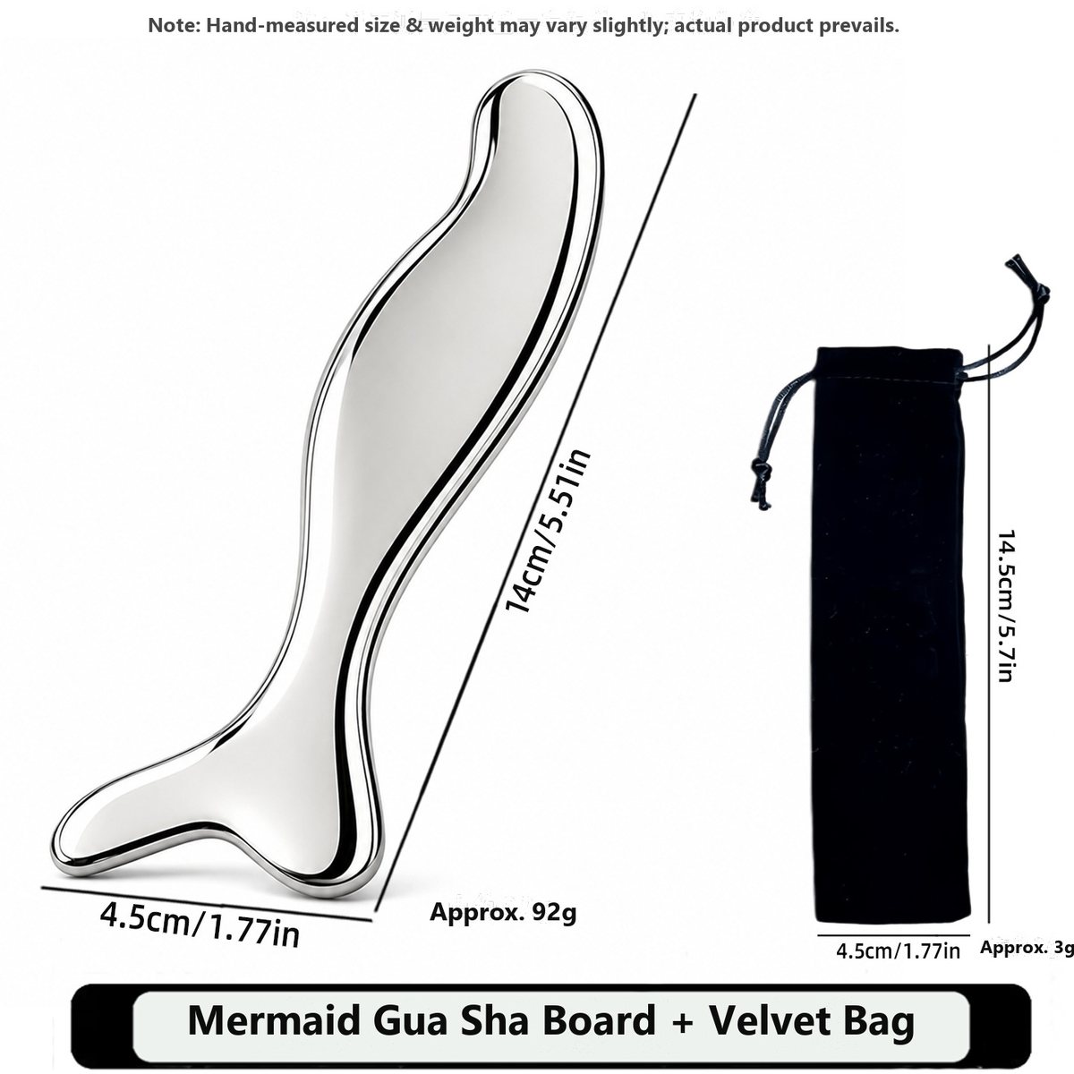 Mermaid Stainless Steel Gua Sha Board Bottom view