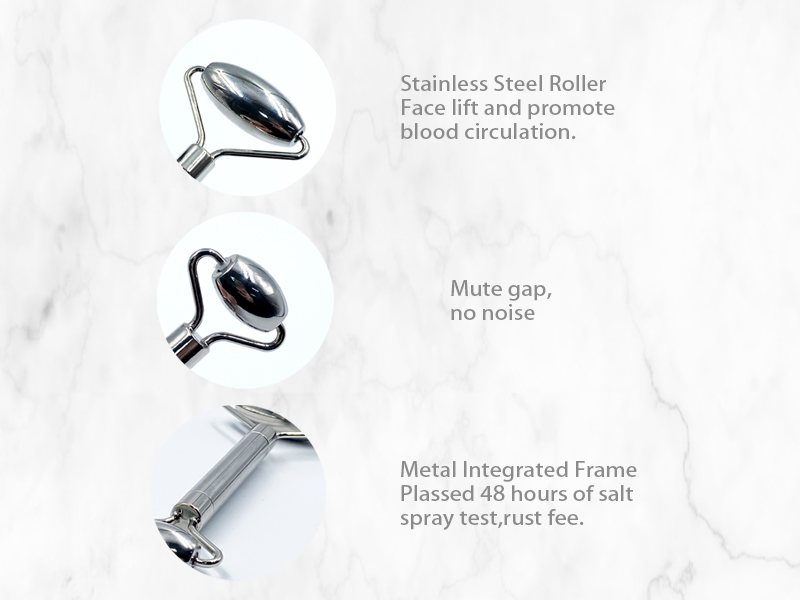Stainless Steel Dual-Head Facial Roller Angle view