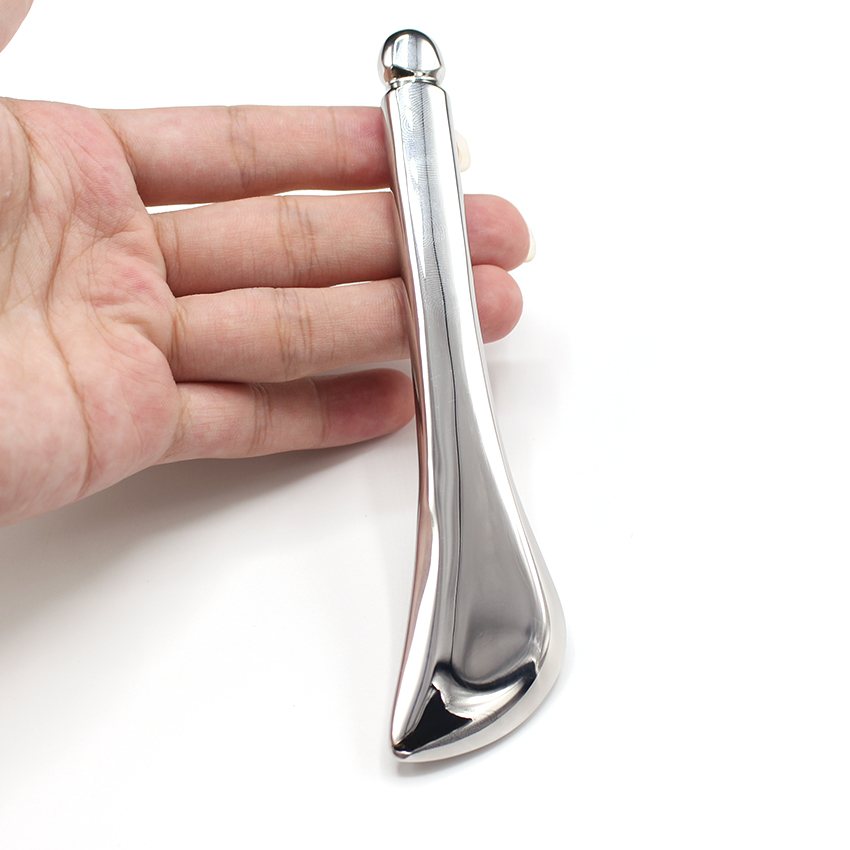 Solid Steel Massage Spoon Angle view