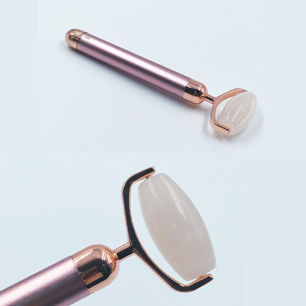 Electric Vibrating Rose Quartz Facial Roller Detail