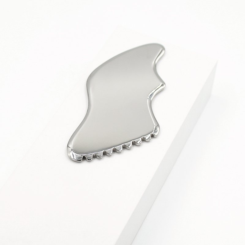 Wave-Edge Stainless Steel Gua Sha Board Detail