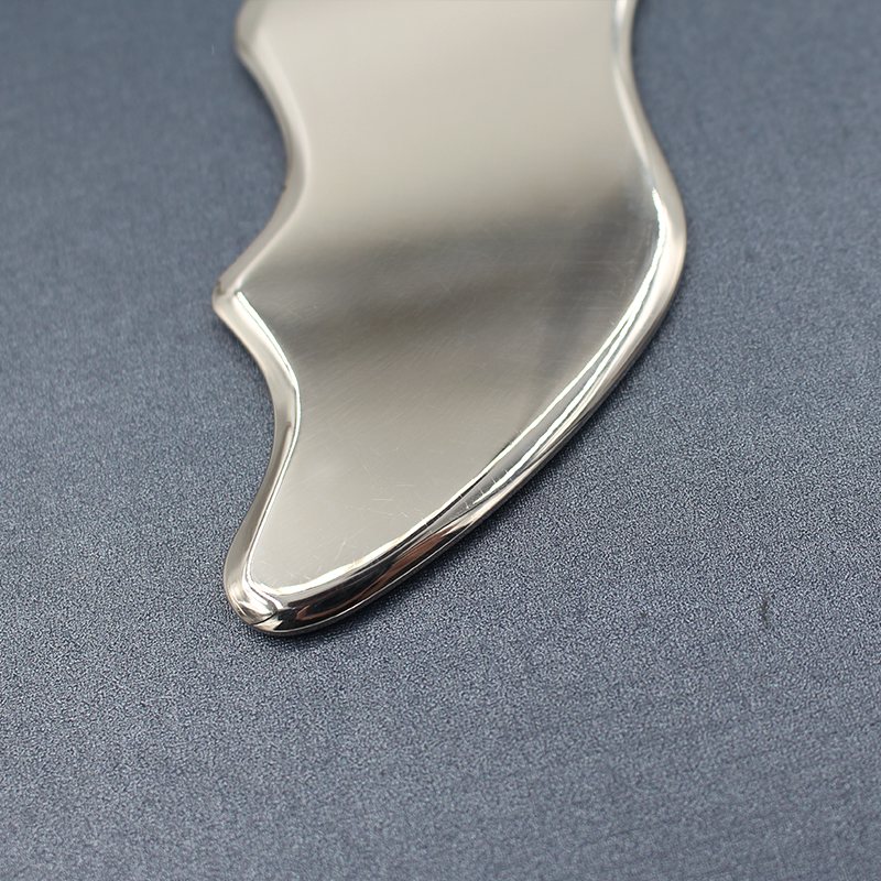 Wave-Edge Stainless Steel Gua Sha Board Handle detail